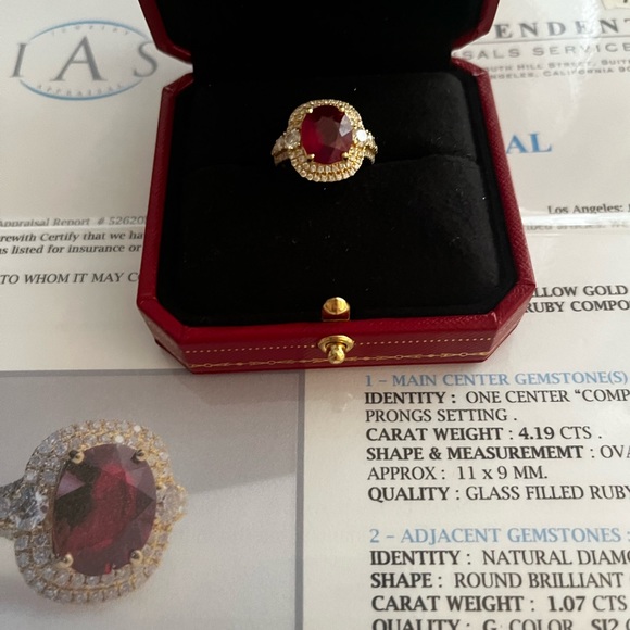 Custom diamond & ruby ring - Picture 6 of 7